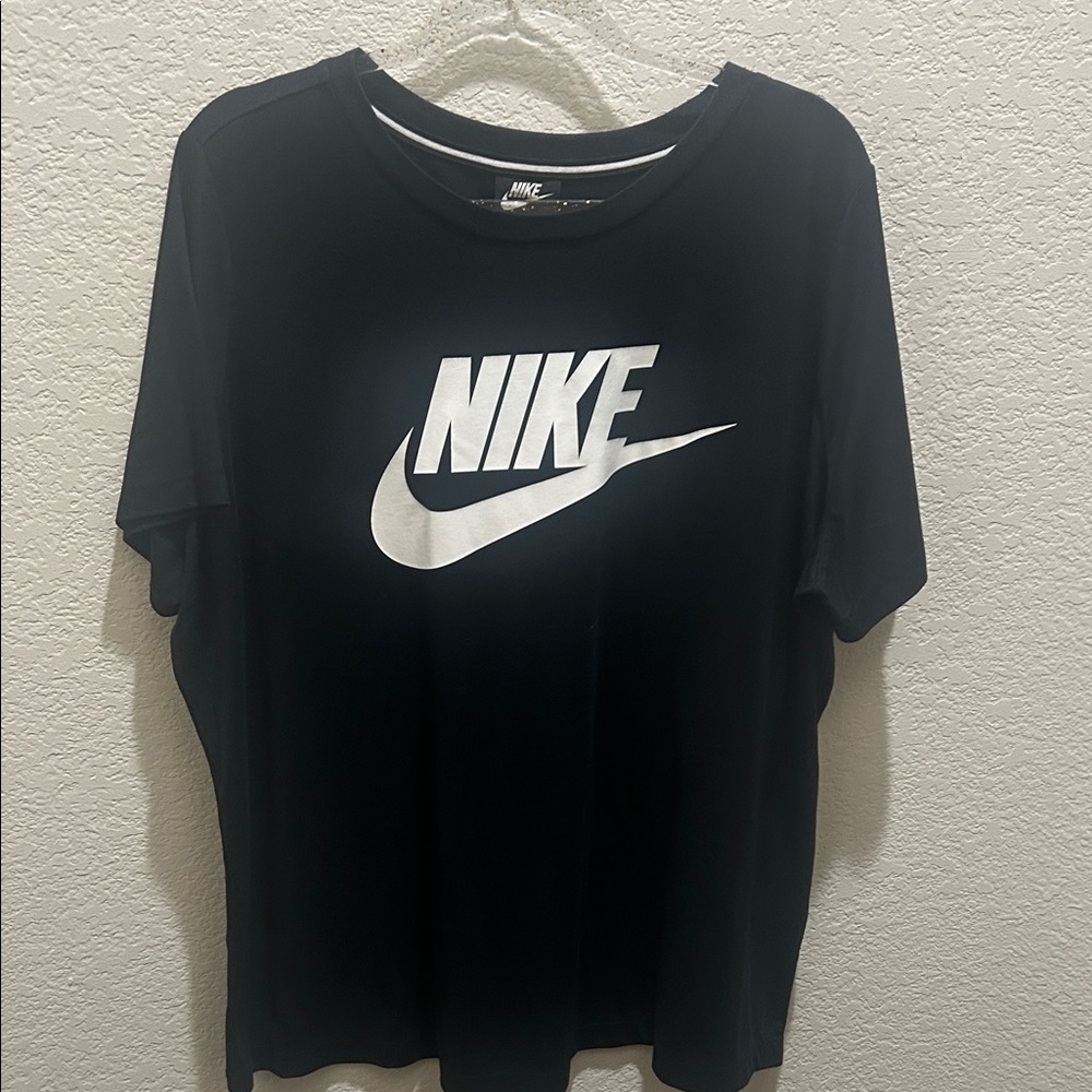 Nike Women's Black Tee with White Logo